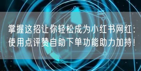 掌握这招让你轻松成为小红书网红:使用点评赞自助下单功能助力加持!