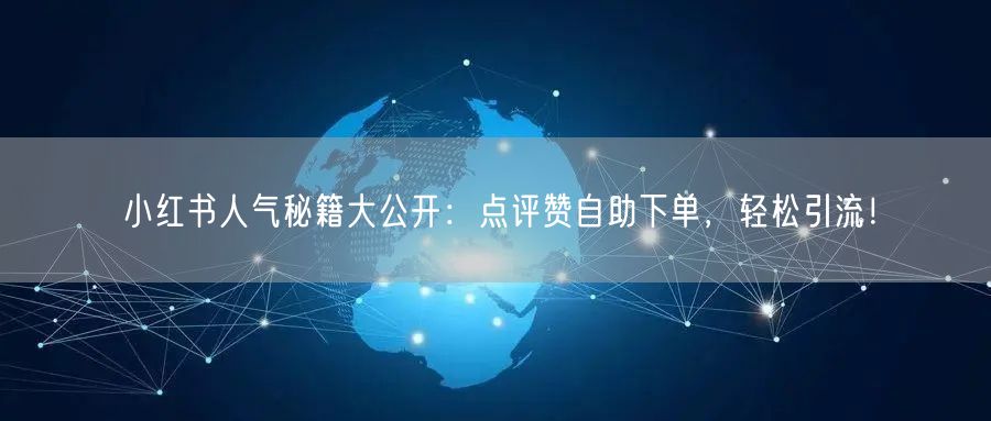 小红书人气秘籍大公开:点评赞自助下单,轻松引流!