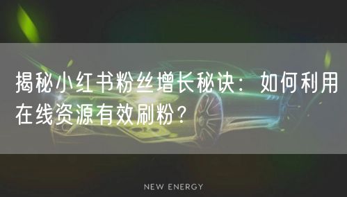 揭秘小红书粉丝增长秘诀：如何利用在线资源有效刷粉？