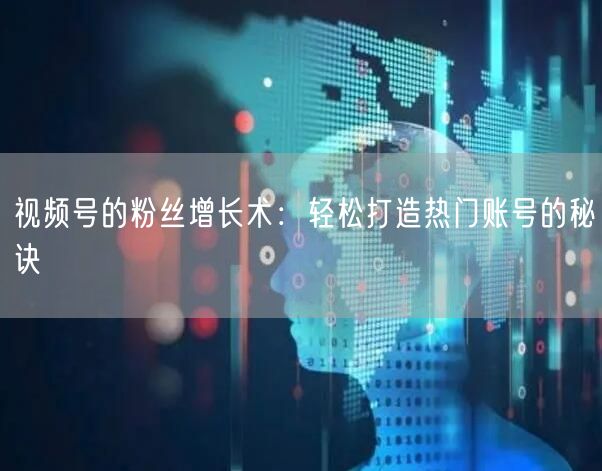 视频号的粉丝增长术:轻松打造热门账号的秘诀